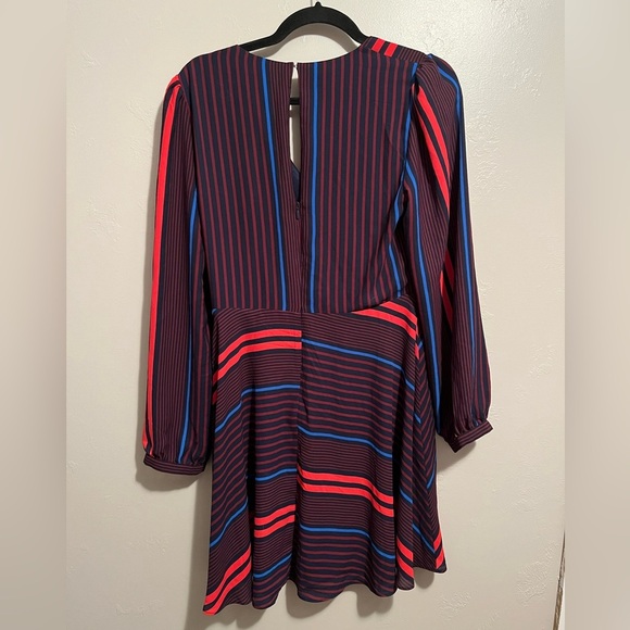 NWT Expeess Blue & Red Striped Long Sleeve Dress - Picture 9 of 11
